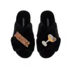 Laines London Women's Classic Laines Slippers With Pornstar Martini Brooches - Black In Black