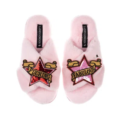 Laines London Women's Classic Laines Slippers With Red & Pink Fucking Fabulous Brooches - Pink