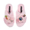 Laines London Women's Classic Laines Slippers With Sicilian Pink & Grapefruit Gin Brooches - Pink In Pink