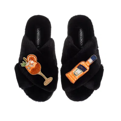 Laines London Women's Classic Laines Slippers With Summer Spritzer Brooches - Black