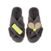 Laines London Women's Classic Laines Slippers With Tennis Lover Brooches - Grey In Grey