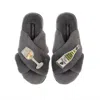 Laines London Women's Classic Laines Slippers With Vino Darling Brooches - Grey In Grey