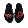 Laines London Women's Classic Laines Slippers With You Are My Lobster Brooches - Black In Black