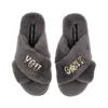 Laines London Women's Classic Laines Slippers With You Cunt Brooches - Grey In Gray