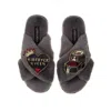Laines London Women's Classic Laines X Juliet Sears Slippers With Airfryer Queen Brooches - Grey In Grey