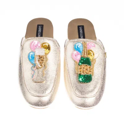 Laines London Women's Classic Mules With Birthday Bubbles Brooches - Gold