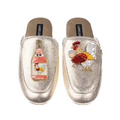 Laines London Women's Classic Mules With Chicken Wine Brooches - Gold