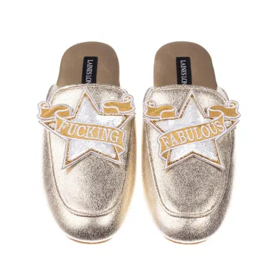 Laines London Women's Classic Mules With Fucking Fabulous White Star Brooches - Gold