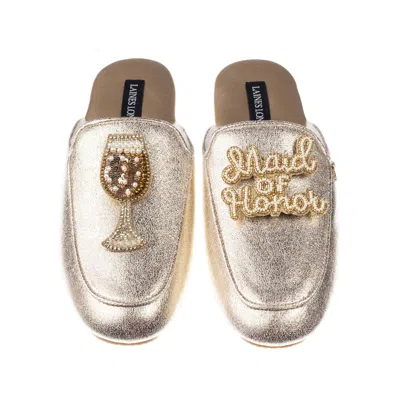Laines London Women's Classic Mules With Maid Of Honor Brooches - Gold