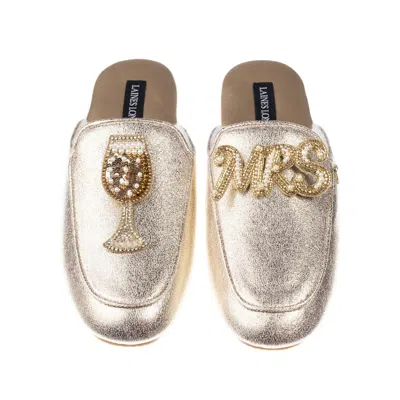 Laines London Women's Classic Mules With Mrs & Champagne Brooches - Gold