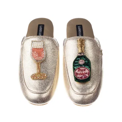 Laines London Women's Classic Mules With Pink Champagne Brooches - Gold