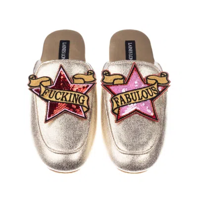 Laines London Women's Classic Mules With Red & Pink Fucking Fabulous Brooches - Gold