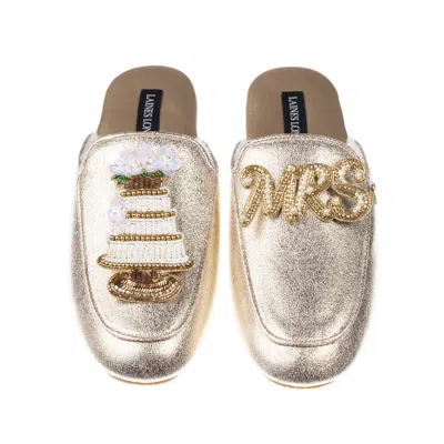 Laines London Women's Classic Mules With Wedding Cake & Champagne Brooches - Gold