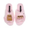 Laines London Women's Classic Slippers With Laines Lovables Eggs & Flour Brooches - Pink In Pink