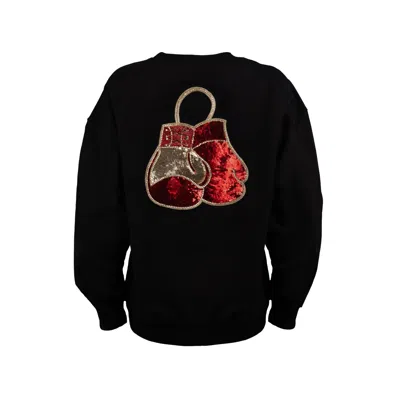Laines London Women's Embellished Boxing Gloves Sweatshirt - Black