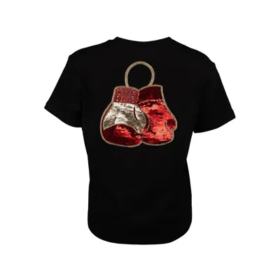 Laines London Women's Embellished Boxing Gloves T-shirt - Black