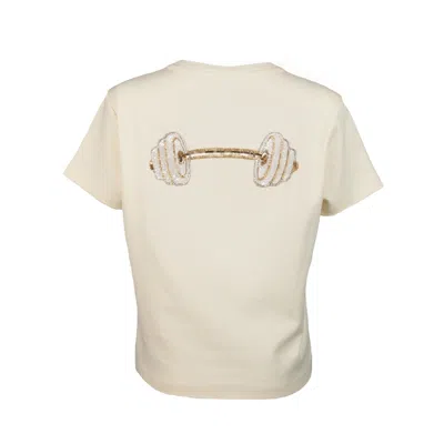 Laines London Women's Embellished Dumbbell T-shirt - Cream In Neutral