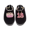 Laines London Women's Gold / Black Flatform Cloud Slippers With 18th Birthday & Cake Brooches - Black In Black