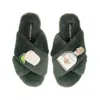 Laines London Women's Gold / Green Classic Laines Slippers With Agave Tequila Brooches - Limited Edition Green In Multi