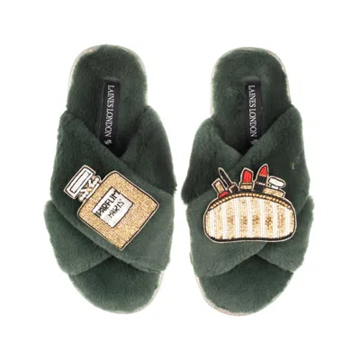 Laines London Women's Gold / Green Classic Laines Slippers With Beauty Bag & Perfume Brooches - Limited Edition Gr