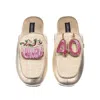 Laines London Women's Gold / Neutrals Classic Mules With 40th Birthday & Cake Brooches - Cream & Gold In Gold