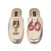Laines London Women's Gold / Neutrals Classic Mules With 60th Birthday & Glass Of Champagne Brooches - Cream & Gol In Gold