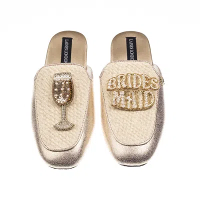 Laines London Women's Gold / Neutrals Classic Mules With Bridesmaid Brooches - Cream & Gold