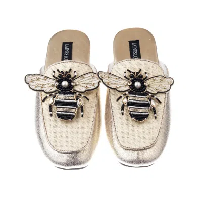 Laines London Women's Gold / Neutrals Classic Mules With Double Cream Bee Brooches - Cream & Gold