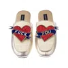 Laines London Women's Neutrals / Gold Classic Mules With Fuck You Brooches - Cream & Gold In Gold