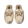 Laines London Women's Gold / Neutrals Classic Mules With Fucking Fabulous Brooches - Cream & Gold In Gold