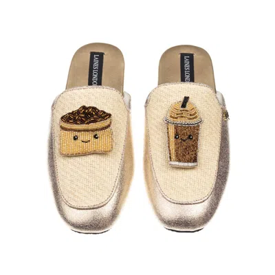 Laines London Women's Gold / Neutrals Classic Mules With Laines Loveables Coffee Beans & Frappe Brooches - Cream &