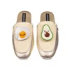 Laines London Women's Gold / Neutrals Classic Mules With Laines Loveables Egg & Avocado Brooches - Cream & Gold In Gold