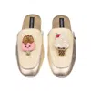 Laines London Women's Gold / Neutrals Classic Mules With Laines Loveables Ice Lolly & Ice Cream Brooches - Cream & In Gold