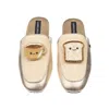 Laines London Women's Gold / Neutrals Classic Mules With Laines Loveables Tea & Toast Broooches - Cream & Gold In Gold