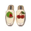 Laines London Women's Gold / Neutrals Classic Mules With Laines Loveables Watermelon & Cherry Brooches - Cream & G In Gold