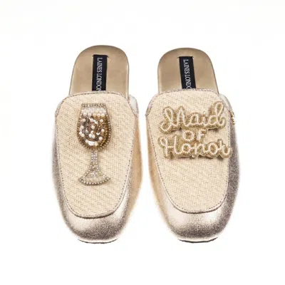 Laines London Women's Gold / Neutrals Classic Mules With Maid Of Honor Brooches - Cream & Gold