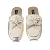 Laines London Women's Neutrals / Gold Classic Mules With Pearl Starfish & Lobster Brooches - Cream & Gold In Gold