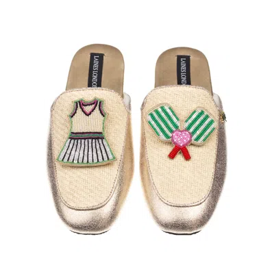 Laines London Women's Gold / Neutrals Classic Mules With Pickle Ball Brooches - Cream & Gold