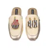 Laines London Women's Gold / Neutrals Classic Mules With Stripe 40th Birthday & Cake Brooches - Cream & Gold In Gold