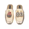 Laines London Women's Gold / Neutrals Classic Mules With Stripe 80th Birthday & Cake Brooches - Cream & Gold In Gold