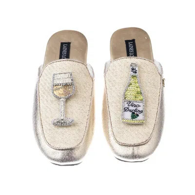 Laines London Women's Neutrals / Gold Classic Mules With Vino Darling Brooches - Cream & Gold