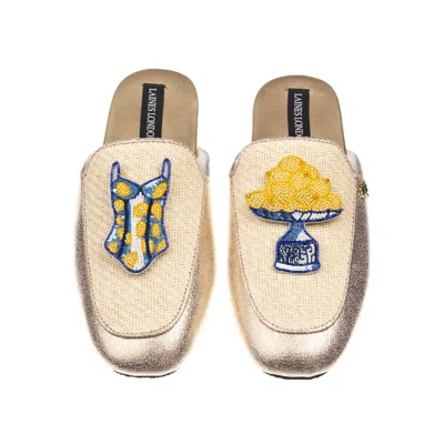 Laines London Women's Gold / Neutrals Classic Mules With With Mediterranean Swimming Costume & Lemon Brooches - Cr