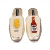 Laines London Women's Gold / Neutrals / White Classic Mules With Laines American Lager Brooches - Cream & Gold In Multi