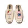 Laines London Women's Gold / Neutrals / White Classic Mules With Pink Rosa & Grapefruit Gin Brooches - Cream & Gol In Multi