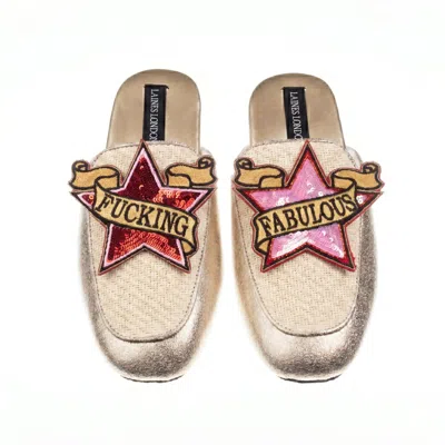 Laines London Women's Gold / Neutrals / White Classic Mules With Red & Pink Fucking Fabulous Brooches - Cream & Go In Multi