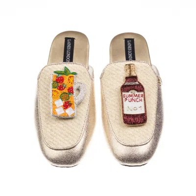 Laines London Women's Gold / Neutrals / White Classic Mules With Summer Punch Brooches - Cream & Gold In Multi