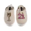 Laines London Women's Gold / Neutrals / White Flatform Cloud Slippers With 21st Birthday & Champagne Glass Brooche In Neutral