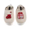 Laines London Women's Gold / Neutrals / White Flatform Cloud Slippers With Christmas Lovable Stocking & Gift Brooc In Nude