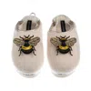 Laines London Women's Gold / Neutrals / White Flatform Cloud Slippers With Double Honey Bee Brooches - Cream In Multi