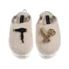 Laines London Women's Gold / Neutrals / White Flatform Cloud Slippers With Hairdresser Brooches - Cream In White